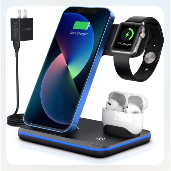 3 in 1 Wireless Charger,Fast Wireless Charging Station for iPhone14 13 12 11/ - Picture 1 of 8